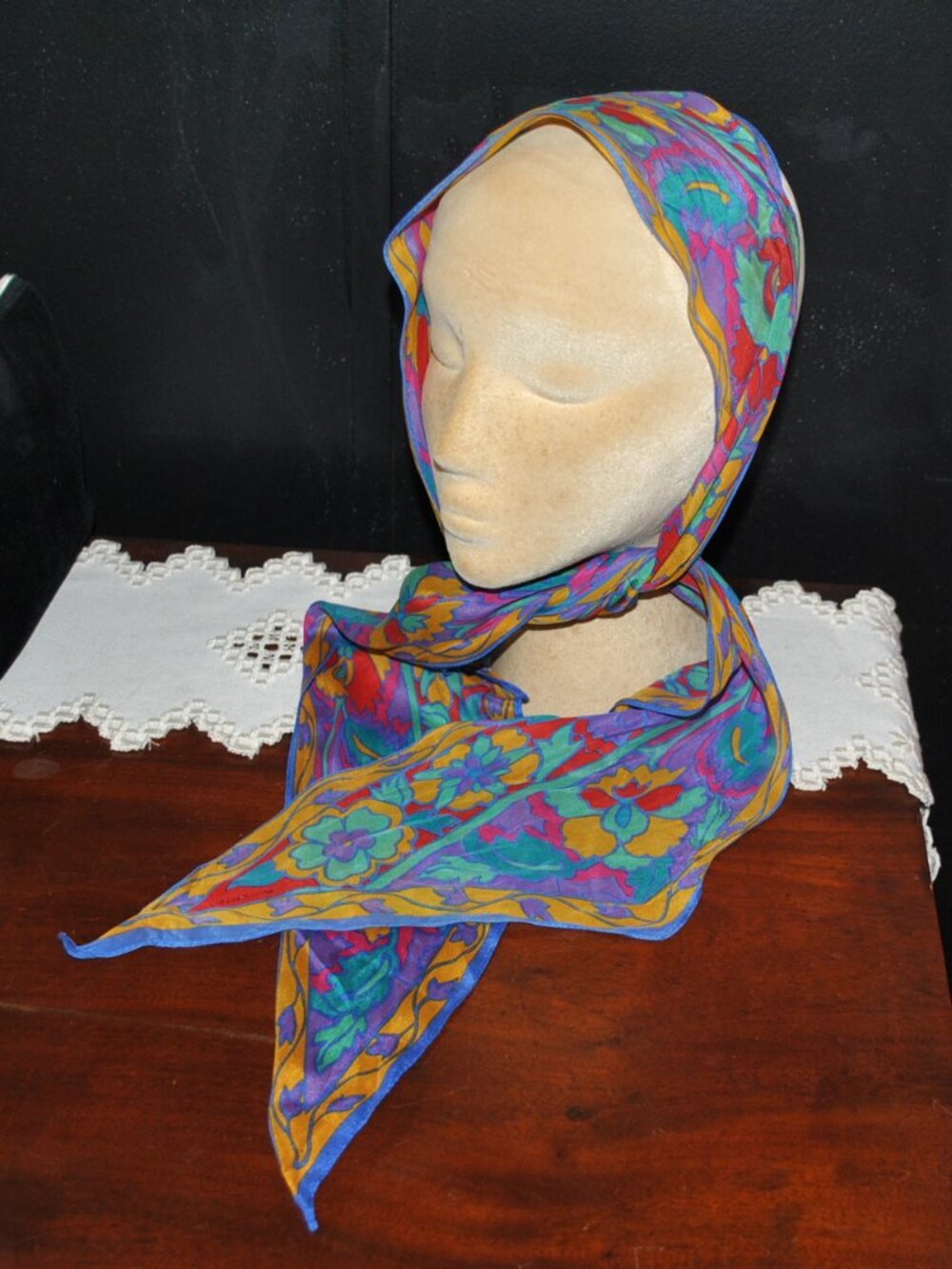 Vintage Liz Claiborne Long Skinny Floral Silk Scarf